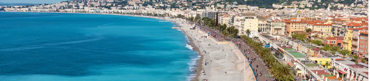 Nice's coast, with the beach and sea in view